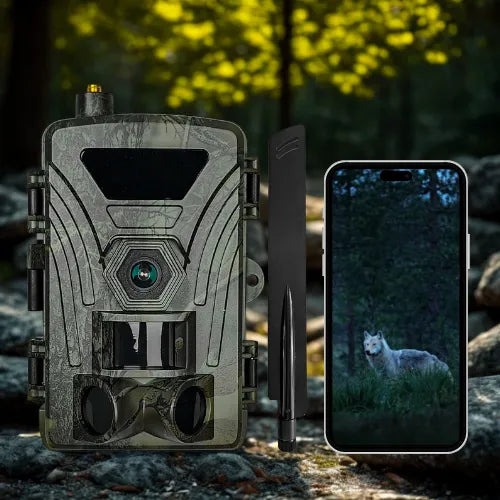 Camera-de-chasse-connectee-4G-illustree-dans-la-foret