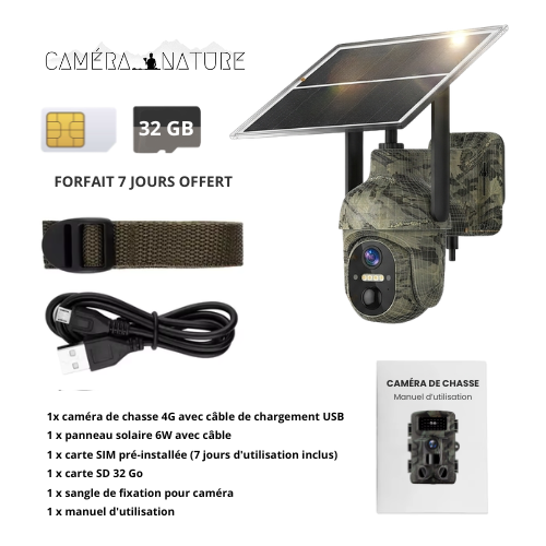 Caméra de chasse 4G connectée solaire 360°