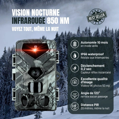 Caméra de chasse 4K vision nocturne